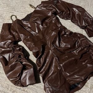 Brown Faux Leather Jacket